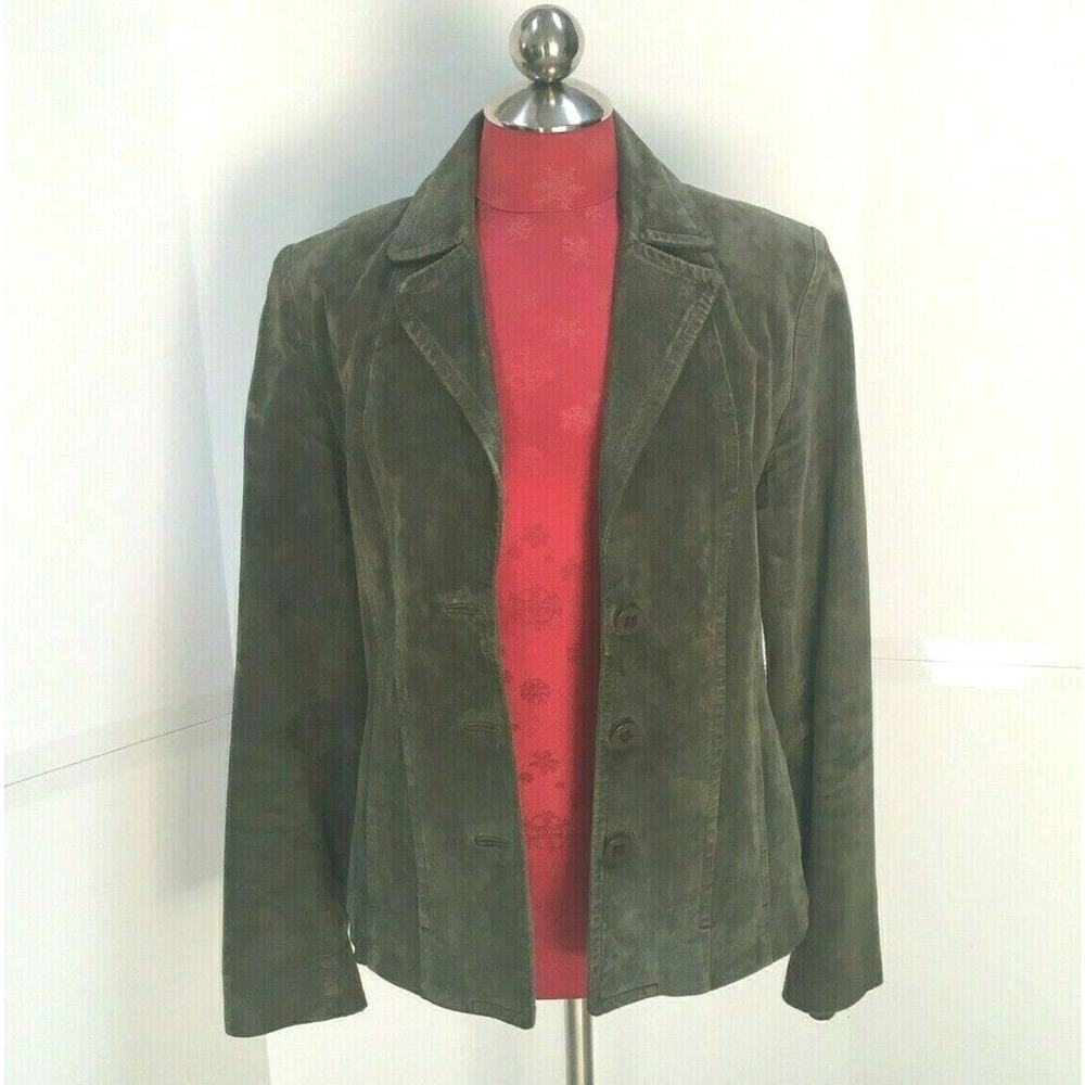Jones New York Olive Leather Blazer